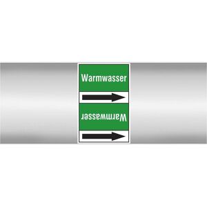 Brady, Sicherheitskennzeichnung, Warmwasser 100X33RL-T3-P3, B-7541, Rohrmarkierer Standard, Weiss auf Grün (schwarzer Pfeil) Brady, Sicherheitskennzeichnung, Warmwasser 100X33RL-T3-P3, B-7541, Rohrmarkierer Standard, Weiss auf Grün (schwarzer Pfeil)