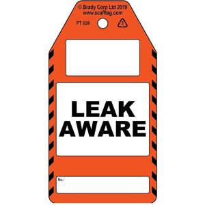 Brady, Sicherheitskennzeichnung, PROC-GB-PT 026-50, Leak Aware - Anhänger, Polypropylene, Schwarz auf Orange & Weiss, 150 x 80 Brady, Sicherheitskennzeichnung, PROC-GB-PT 026-50, Leak Aware - Anhänger, Polypropylene, Schwarz auf Orange & Weiss, 150 x 80