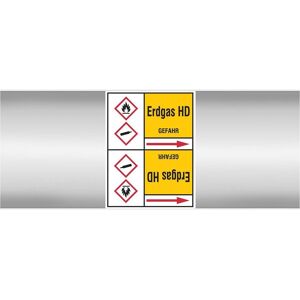 Brady, Sicherheitskennzeichnung, Erdgas HD 127X33RL-T3-P2, B-7541, Rohrmarkierer Standard, 127 x 150 mm, Schwarz auf Gelb mit Brady, Sicherheitskennzeichnung, Erdgas HD 127X33RL-T3-P2, B-7541, Rohrmarkierer Standard, 127 x 150 mm, Schwarz auf Gelb mit