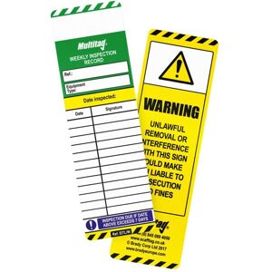 Brady, Sicherheitskennzeichnung, Scafftag, MUL-GB-EITL-W-50, Weekly Inspection-tag Einsteckschild, Polypropylen, Schwarz auf Gelb & Brady, Sicherheitskennzeichnung, Scafftag, MUL-GB-EITL-W-50, Weekly Inspection-tag Einsteckschild, Polypropylen, Schwarz auf Gelb &