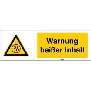 Brady, Sicherheitskennzeichnung, W/W079/DE438-ALU-150X50/1, ISO-Sicherheitsschild - Warnung heisser Inhalt Brady, Sicherheitskennzeichnung, W/W079/DE438-ALU-150X50/1, ISO-Sicherheitsschild - Warnung heisser Inhalt