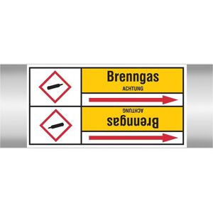 Brady, Sicherheitskennzeichnung, BRENNGAS 100X33RL-T2-P2, B-7541, Rohrmarkierer Standard, Schwarz auf Gelb (roter Pfeil), 127 Brady, Sicherheitskennzeichnung, BRENNGAS 100X33RL-T2-P2, B-7541, Rohrmarkierer Standard, Schwarz auf Gelb (roter Pfeil), 127