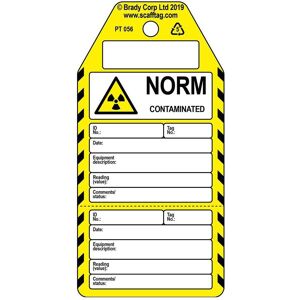 Brady, Sicherheitskennzeichnung, PROC-GB-PT 056-50, Zweiteiliger Norm Contaminated - Anhänger, Polypropylene, Schwarz auf Gel Brady, Sicherheitskennzeichnung, PROC-GB-PT 056-50, Zweiteiliger Norm Contaminated - Anhänger, Polypropylene, Schwarz auf Gel