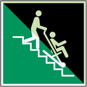Brady, Sicherheitskennzeichnung, ISO-Sicherheitsschild - Evakuierungsstuhl Brady, Sicherheitskennzeichnung, ISO-Sicherheitsschild - Evakuierungsstuhl