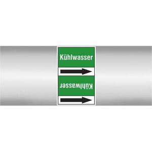 Brady, Sicherheitskennzeichnung, Kühlwasser 100X33RL-T3-P3, B-7541, Rohrmarkierer Standard, Weiss auf Grün (schwarzer Pfeil) Brady, Sicherheitskennzeichnung, Kühlwasser 100X33RL-T3-P3, B-7541, Rohrmarkierer Standard, Weiss auf Grün (schwarzer Pfeil)