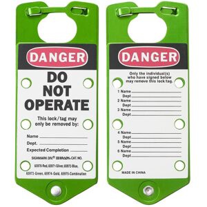 Brady, Sicherheitskennzeichnung, etikettierter Anhänger, Grün, 76mm x 180mm, "Danger Do Not Operate.... etc", für nachträglic Brady, Sicherheitskennzeichnung, etikettierter Anhänger, Grün, 76mm x 180mm, "Danger Do Not Operate.... etc", für nachträglic