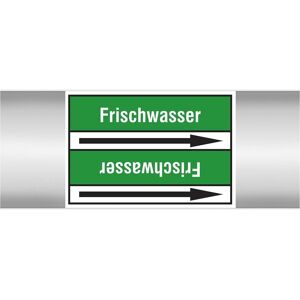 Brady, Sicherheitskennzeichnung, Frischwasser 100X33RL-T2-P3, B-7541, Rohrmarkierer Standard, Weiss auf Grün (schwarzer Pfeil) Brady, Sicherheitskennzeichnung, Frischwasser 100X33RL-T2-P3, B-7541, Rohrmarkierer Standard, Weiss auf Grün (schwarzer Pfeil)