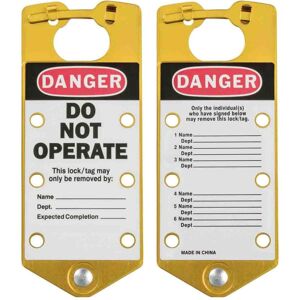 Brady, Sicherheitskennzeichnung, etikettierter Anhänger, Gold, 76mm x 180mm, "Danger Do Not Operate.... etc", für nachträglic Brady, Sicherheitskennzeichnung, etikettierter Anhänger, Gold, 76mm x 180mm, "Danger Do Not Operate.... etc", für nachträglic
