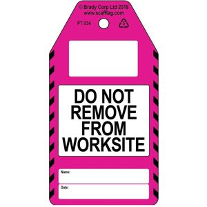 Brady, Sicherheitskennzeichnung, PROC-GB-PT 034-50, Do Not Remove from Site - Anhänger, Polypropylene, Schwarz auf Pink & Wei Brady, Sicherheitskennzeichnung, PROC-GB-PT 034-50, Do Not Remove from Site - Anhänger, Polypropylene, Schwarz auf Pink & Wei