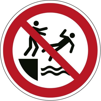 Brady, Sicherheitskennzeichnung, ISO-Sicherheitsschild - Nicht in das Wasser stossen Brady, Sicherheitskennzeichnung, ISO-Sicherheitsschild - Nicht in das Wasser stossen