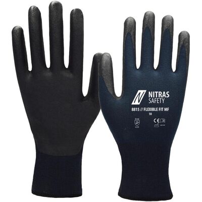 Nitras, Schutzhandschuhe, FLEXIBLE FIT K, Strickhandschuhe, KYORENE-Spezialgarn, grau, Nitrilschaum-Beschichtung, schw (10, 11, 6, 7, 8, 9) Nitras, Schutzhandschuhe, FLEXIBLE FIT K, Strickhandschuhe, KYORENE-Spezialgarn, grau, Nitrilschaum-Beschichtung, schw (10, 11, 6, 7, 8, 9)