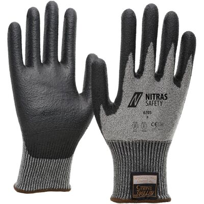 Nitras, Schutzhandschuhe, TAEKI Schnittschutzhandschuhe, TAEKI-Spezialgarn, grau, PU-Beschichtung, schwarz (Farbcode: 1 (8) Nitras, Schutzhandschuhe, TAEKI Schnittschutzhandschuhe, TAEKI-Spezialgarn, grau, PU-Beschichtung, schwarz (Farbcode: 1 (8)
