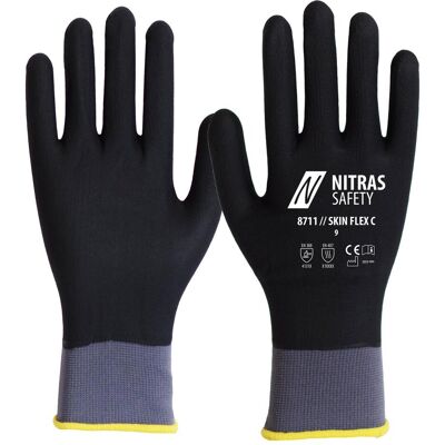Nitras, Schutzhandschuhe, Handschuhe SKIN FLEX C Grösse 9 grau/schwarz EN 388 PSA-Kategorie II (9) Nitras, Schutzhandschuhe, Handschuhe SKIN FLEX C Grösse 9 grau/schwarz EN 388 PSA-Kategorie II (9)