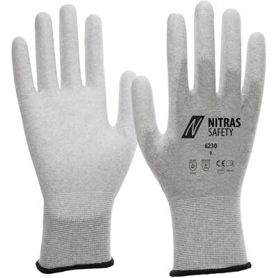 Nitras, Schutzhandschuhe, Handschuhe 6230 Grösse 9 grau/weiss EN 388, EN 16350 PSA-Kategorie II (9) Nitras, Schutzhandschuhe, Handschuhe 6230 Grösse 9 grau/weiss EN 388, EN 16350 PSA-Kategorie II (9)