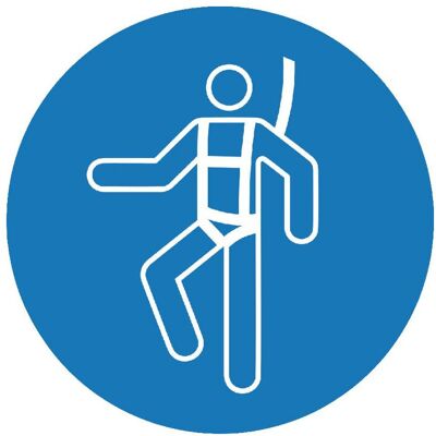 BRW, Sicherheitskennzeichnung, Gebotsschild Auffanggurt anlegen - Ø 10 cm BRW, Sicherheitskennzeichnung, Gebotsschild Auffanggurt anlegen - Ø 10 cm