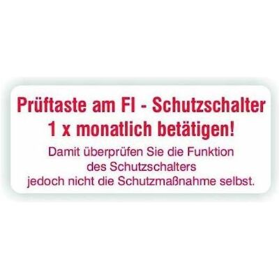 Cimco, Sicherheitskennzeichnung, FI-Prüftasten Hinweisaufkleber, 182718 Cimco, Sicherheitskennzeichnung, FI-Prüftasten Hinweisaufkleber, 182718