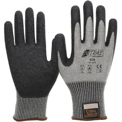 Nitras, Schutzhandschuhe, TAEKI Schnittschutzhandschuhe, TAEKI-Spezialgarn, grau, Latex-Beschichtung, schwarz (Farbcode (10, 9) Nitras, Schutzhandschuhe, TAEKI Schnittschutzhandschuhe, TAEKI-Spezialgarn, grau, Latex-Beschichtung, schwarz (Farbcode (10, 9)