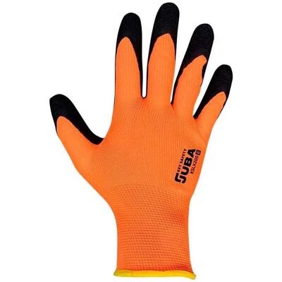 Juba, Schutzhandschuhe, Polyester glove with rough latex palm, keep safe - orange and black, s-9 l (9) Juba, Schutzhandschuhe, Polyester glove with rough latex palm, keep safe - orange and black, s-9 l (9)