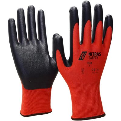 Nitras, Schutzhandschuhe, Handschuhe Nitril Foam Grösse 8 rot/schwarz EN 388 PSA-Kategorie II (10, 11, 7, 8, 9) Nitras, Schutzhandschuhe, Handschuhe Nitril Foam Grösse 8 rot/schwarz EN 388 PSA-Kategorie II (10, 11, 7, 8, 9)