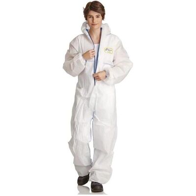 ProSafe, Schutzanzug + Arbeitsoverall, LIGHT, SMS-Overalls, Kapuze, Arm-,Bein- Taillengummi, weiss, CAT.III, Typ 5+6, VE 50 Stück (XXL) ProSafe, Schutzanzug + Arbeitsoverall, LIGHT, SMS-Overalls, Kapuze, Arm-,Bein- Taillengummi, weiss, CAT.III, Typ 5+6, VE 50 Stück (XXL)