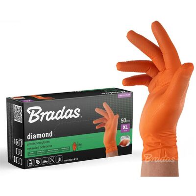 Bradas, Schutzhandschuhe, Diamond Nitrilhandschuhe Orange 9-10 (10, 9) Bradas, Schutzhandschuhe, Diamond Nitrilhandschuhe Orange 9-10 (10, 9)