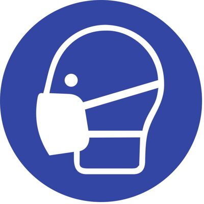 Moedel, Sicherheitskennzeichnung, Schild Maske benutzen ISO7010 Moedel, Sicherheitskennzeichnung, Schild Maske benutzen ISO7010