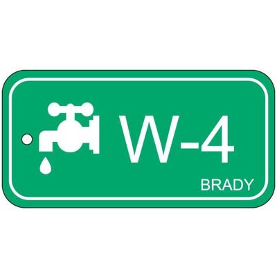 Brady, Sicherheitskennzeichnung, B-7527, Polypropylen Schild, Energy Source Tag - Water/Wasser, 75 x 38mm, Weiss auf Grün, Bes Brady, Sicherheitskennzeichnung, B-7527, Polypropylen Schild, Energy Source Tag - Water/Wasser, 75 x 38mm, Weiss auf Grün, Bes