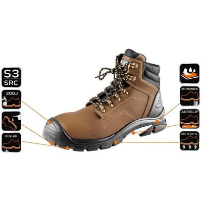 Neo, Sicherheitsschuhe, Arbeitsstiefel S3 SRC, Crazy Horse Leder, Dydis 44 (S3, 44) Neo, Sicherheitsschuhe, Arbeitsstiefel S3 SRC, Crazy Horse Leder, Dydis 44 (S3, 44)