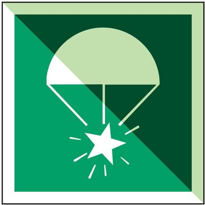 Brady, Sicherheitskennzeichnung, IMO - Fallschirm-Signalrakete Brady, Sicherheitskennzeichnung, IMO - Fallschirm-Signalrakete