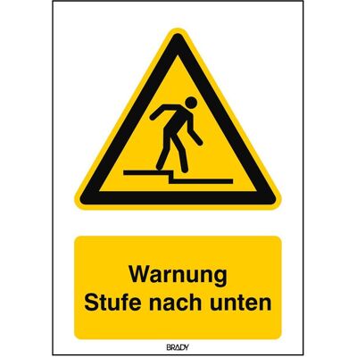 Brady, Sicherheitskennzeichnung, ISO-Sicherheitsschild - Warnung Stufe nach unten Brady, Sicherheitskennzeichnung, ISO-Sicherheitsschild - Warnung Stufe nach unten