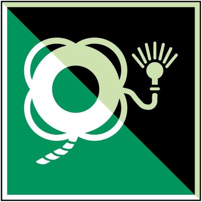 Brady, Sicherheitskennzeichnung, Rettungsring mit Leine und Lampe Brady, Sicherheitskennzeichnung, Rettungsring mit Leine und Lampe