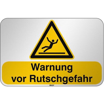 Brady, Sicherheitskennzeichnung, W/W011/DE246/RFL-590X390-1, ISO Sicherheitsschild - Warnung vor Rutschgefahr, Laminierter Po Brady, Sicherheitskennzeichnung, W/W011/DE246/RFL-590X390-1, ISO Sicherheitsschild - Warnung vor Rutschgefahr, Laminierter Po