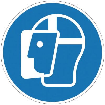 SafetyMarking, Sicherheitskennzeichnung, Gebotsschild Gesichtsschutz benutzen Ø 100 mm SafetyMarking, Sicherheitskennzeichnung, Gebotsschild Gesichtsschutz benutzen Ø 100 mm