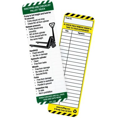 Brady, Sicherheitskennzeichnung, Pallet Truck Tag Insert Brady, Sicherheitskennzeichnung, Pallet Truck Tag Insert