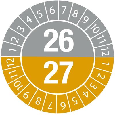 Brady, Sicherheitskennzeichnung, Prüfplaketten 26/27 Durchmesser 35 B-7541 Brady, Sicherheitskennzeichnung, Prüfplaketten 26/27 Durchmesser 35 B-7541