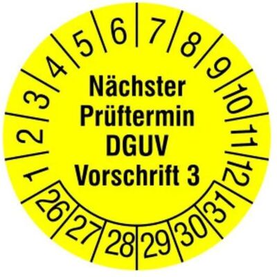 Cimco, Sicherheitskennzeichnung, Prüfplakette ge Selbstkl m.Beschr Ø30mm Cimco, Sicherheitskennzeichnung, Prüfplakette ge Selbstkl m.Beschr Ø30mm