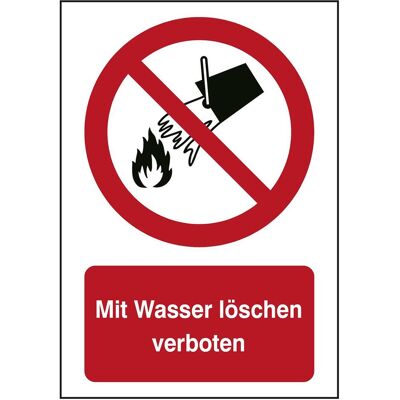 Brady, Sicherheitskennzeichnung, B-862, Toughwash-Verbotsschild, P011 - Mit Wasser löschen verboten, Polyester, Schwarz und R Brady, Sicherheitskennzeichnung, B-862, Toughwash-Verbotsschild, P011 - Mit Wasser löschen verboten, Polyester, Schwarz und R
