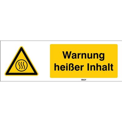 Brady, Sicherheitskennzeichnung, W/W079/DE438-TW-450X150/1, ISO-Sicherheitsschild - Warnung heisser Inhalt Brady, Sicherheitskennzeichnung, W/W079/DE438-TW-450X150/1, ISO-Sicherheitsschild - Warnung heisser Inhalt