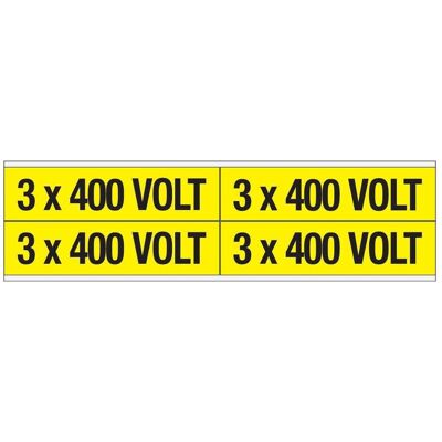Brady, Sicherheitskennzeichnung, Kennzeichnungen für Leitungen und Stromspannung, 400 Volt Brady, Sicherheitskennzeichnung, Kennzeichnungen für Leitungen und Stromspannung, 400 Volt