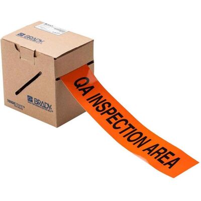 Brady, Sicherheitskennzeichnung, TS-76.20-514-EN-QA INSP-OR-RL, ToughStripe, Bodenmarkierbänder, Polyester, Schwarz auf Orang Brady, Sicherheitskennzeichnung, TS-76.20-514-EN-QA INSP-OR-RL, ToughStripe, Bodenmarkierbänder, Polyester, Schwarz auf Orang
