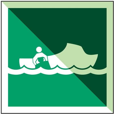 Brady, Sicherheitskennzeichnung, IMO - Seenotrettungsboot Brady, Sicherheitskennzeichnung, IMO - Seenotrettungsboot