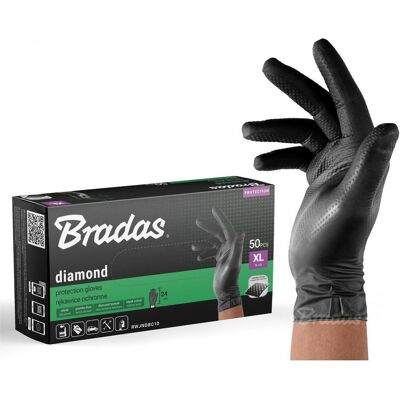 Bradas, Schutzhandschuhe, Diamond Nitrilhandschuhe Schwarz 9-10 (10, 9) Bradas, Schutzhandschuhe, Diamond Nitrilhandschuhe Schwarz 9-10 (10, 9)