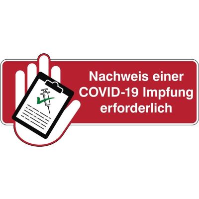 Brady, Sicherheitskennzeichnung, Nachweis einer COVID-19 Impfung erforderlich Brady, Sicherheitskennzeichnung, Nachweis einer COVID-19 Impfung erforderlich