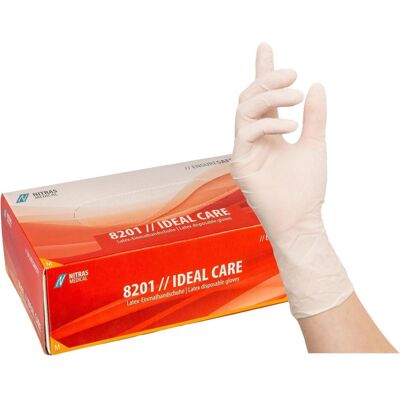 Nitras, Schutzhandschuhe, unisex Einmalhandschuhe IDEAL CARE weiss Grösse M 100 St. (M) Nitras, Schutzhandschuhe, unisex Einmalhandschuhe IDEAL CARE weiss Grösse M 100 St. (M)