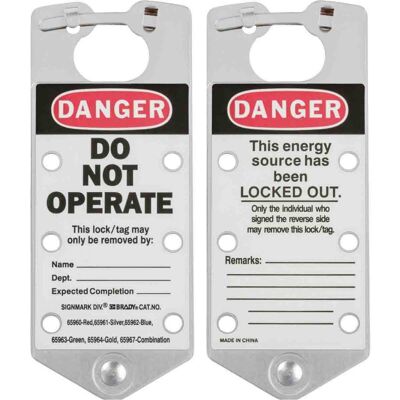 Brady, Sicherheitskennzeichnung, etikettierter Anhänger, Silber, 76mm x 180mm, "Danger Do Not Operate.... etc", für nachträgl Brady, Sicherheitskennzeichnung, etikettierter Anhänger, Silber, 76mm x 180mm, "Danger Do Not Operate.... etc", für nachträgl