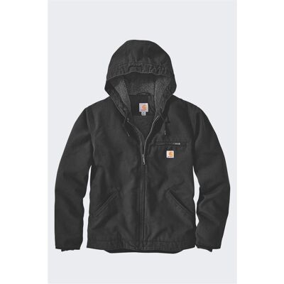 Carhartt, Arbeitsjacke, Schwarze Jacke mit Sherpa-Futter aus gewaschener Ente (S) Carhartt, Arbeitsjacke, Schwarze Jacke mit Sherpa-Futter aus gewaschener Ente (S)