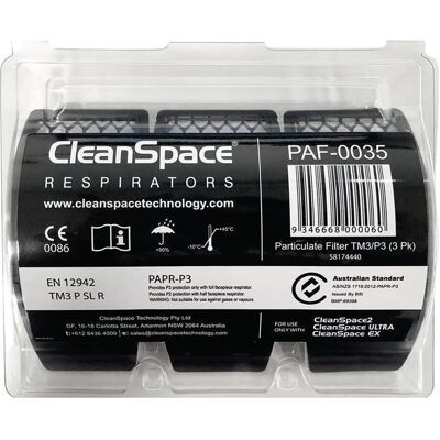 CleanSpace, Zubehör Arbeitsschutz, Partikelfilter PAF-0035 f. Sys.EN 12942 TM3 P3 3 St./Pack (Atemschutzmaske Ersatzfilter) CleanSpace, Zubehör Arbeitsschutz, Partikelfilter PAF-0035 f. Sys.EN 12942 TM3 P3 3 St./Pack (Atemschutzmaske Ersatzfilter)