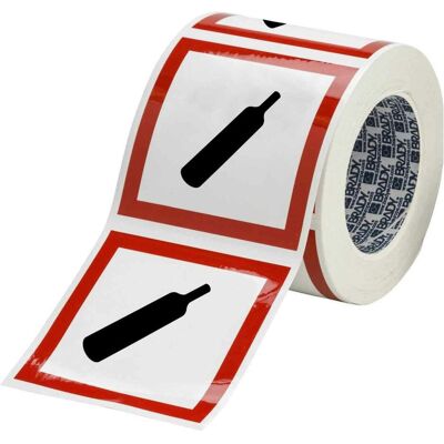 Brady, Sicherheitskennzeichnung, PIC 1804-100*100-B7541-RLL, GHS-Symbole - Unter Druck stehende Gase, Polyester laminiert, Ro Brady, Sicherheitskennzeichnung, PIC 1804-100*100-B7541-RLL, GHS-Symbole - Unter Druck stehende Gase, Polyester laminiert, Ro