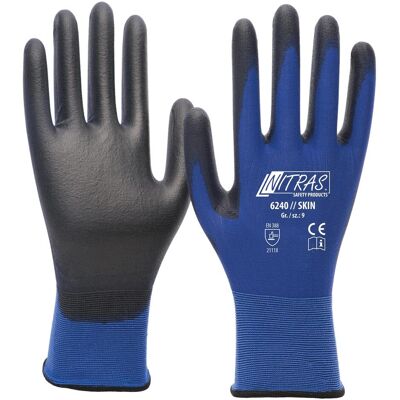 Nitras, Schutzhandschuhe, Handschuhe Skin Grösse 9 blau/schwarz EN 388 PSA-Kategorie II (9) Nitras, Schutzhandschuhe, Handschuhe Skin Grösse 9 blau/schwarz EN 388 PSA-Kategorie II (9)