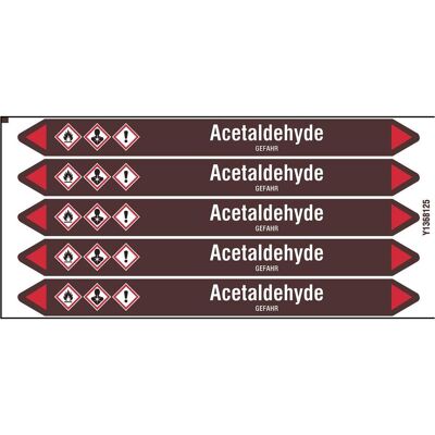 Brady, Sicherheitskennzeichnung, Acetaldehyde 150X12CARD-T1-P19, Rohrmarkierer (5 Markierer) Brady, Sicherheitskennzeichnung, Acetaldehyde 150X12CARD-T1-P19, Rohrmarkierer (5 Markierer)
